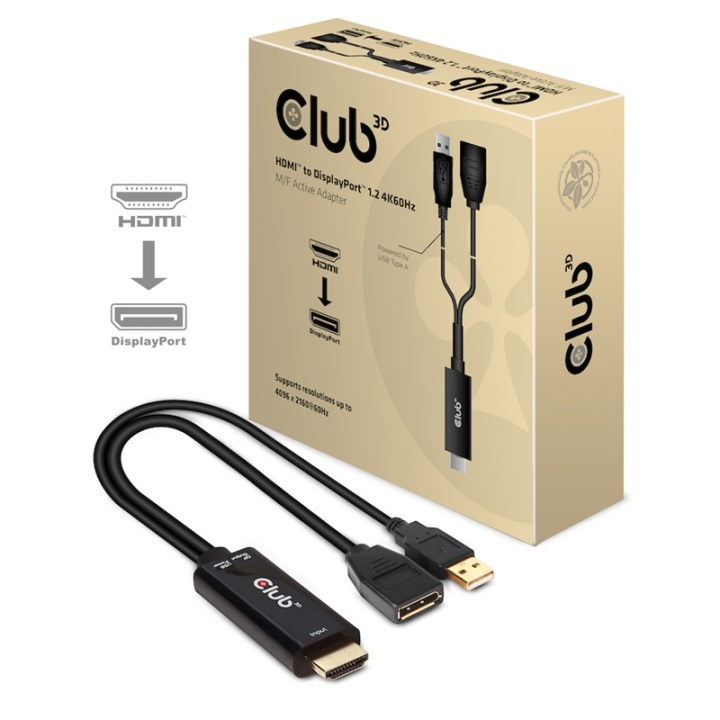 CLUB3D HDMI 2.0 TO DISPLAYPORT 1.2 4K60HZ HDR M/F ACTIVE ADAPTER Svart in the group COMPUTERS & PERIPHERALS / Computer cables / DisplayPort / Adapters at TP E-commerce Nordic AB (A14284)