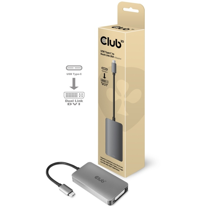 CLUB3D cac-1510 USB C DVI-D Dual link Grå in the group COMPUTERS & PERIPHERALS / Computer cables / DVI / Adapters at TP E-commerce Nordic AB (A14286)