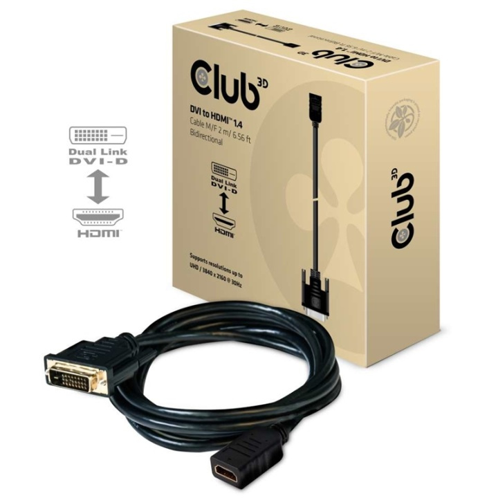 CLUB3D DVI to HDMI 1.4 Cable M/F 2m/6.56ft Bidirectional in the group COMPUTERS & PERIPHERALS / Computer cables / DVI / Cables at TP E-commerce Nordic AB (A14288)