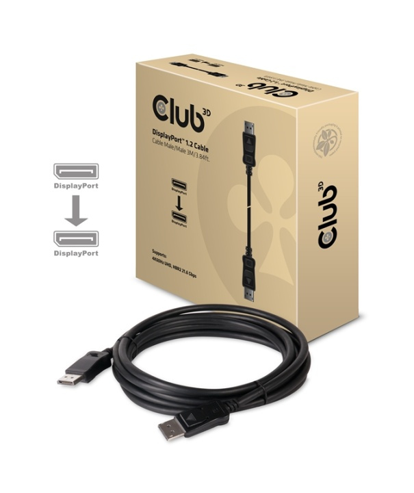 CLUB3D Displayport 1.2 Cable M/M 3Meter 4K60Hz 21.6Gbps in the group COMPUTERS & PERIPHERALS / Computer cables / DisplayPort / Cables at TP E-commerce Nordic AB (A14566)
