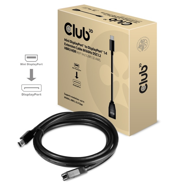 CLUB3D cac-1121 1 m Mini DisplayPort DisplayPort Svart in the group COMPUTERS & PERIPHERALS / Computer cables / DisplayPort / Cables at TP E-commerce Nordic AB (A14570)