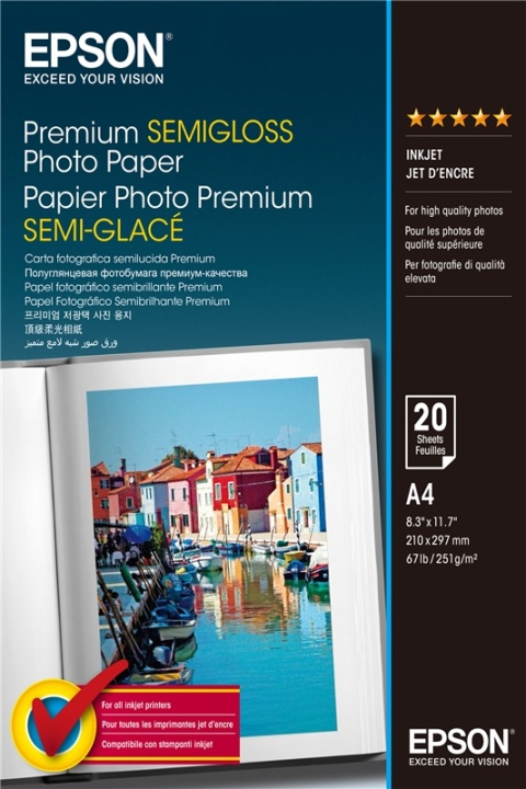 Epson Premium Semi-Gloss Photo Paper - A4 - 20 ark in the group HOME ELECTRONICS / Photo & Video / Photo equipment / Other at TP E-commerce Nordic AB (A14741)
