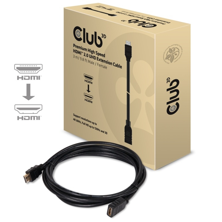 CLUB3D High Speed HDMIT 2.0 4K60Hz Extension Cable 3m/ 9.8ft Male/Female in the group HOME ELECTRONICS / Cables & Adapters / HDMI / Cables at TP E-commerce Nordic AB (A14787)
