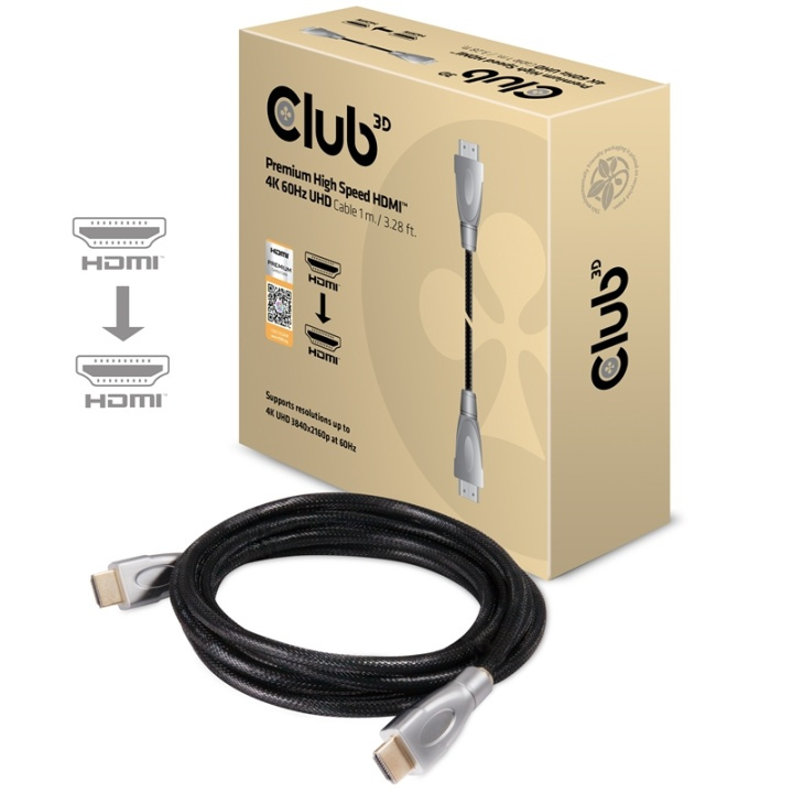 CLUB3D Premium High Speed HDMIT 2.0 4K60Hz UHD Cable 1 m/ 3.28 ft Certified in the group HOME ELECTRONICS / Cables & Adapters / HDMI / Cables at TP E-commerce Nordic AB (A14788)