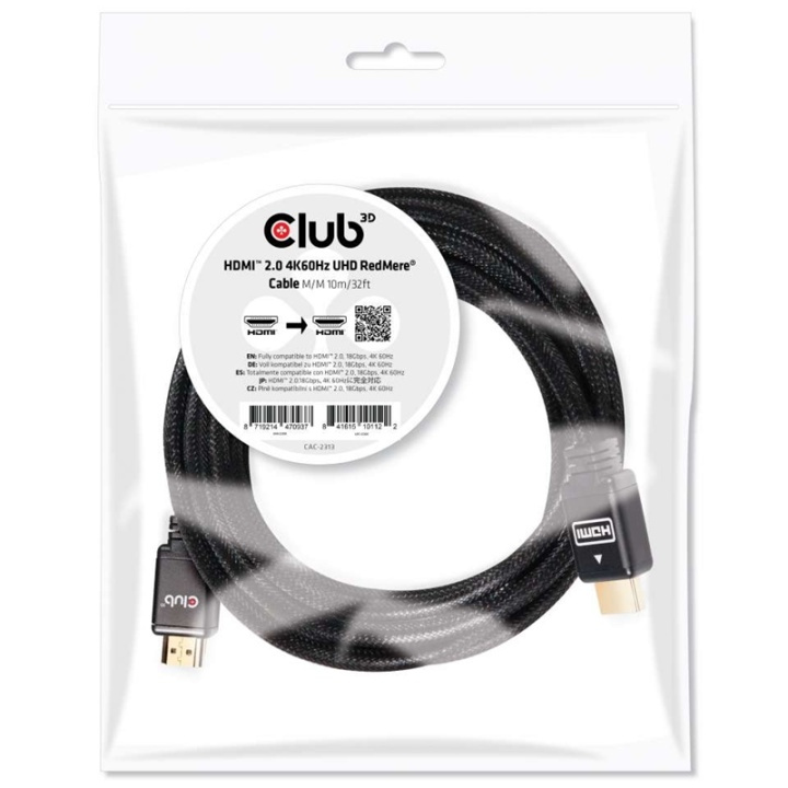CLUB3D HDMI 2.0 4K60Hz RedMere cable 10m/32.8ft in the group HOME ELECTRONICS / Cables & Adapters / HDMI / Cables at TP E-commerce Nordic AB (A14790)