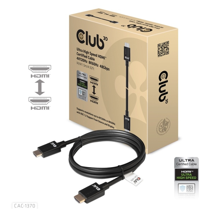 CLUB3D CAC-1370 HDMI-kabel 1,5 m HDMI Typ A (standard) Svart in the group HOME ELECTRONICS / Cables & Adapters / HDMI / Cables at TP E-commerce Nordic AB (A14793)