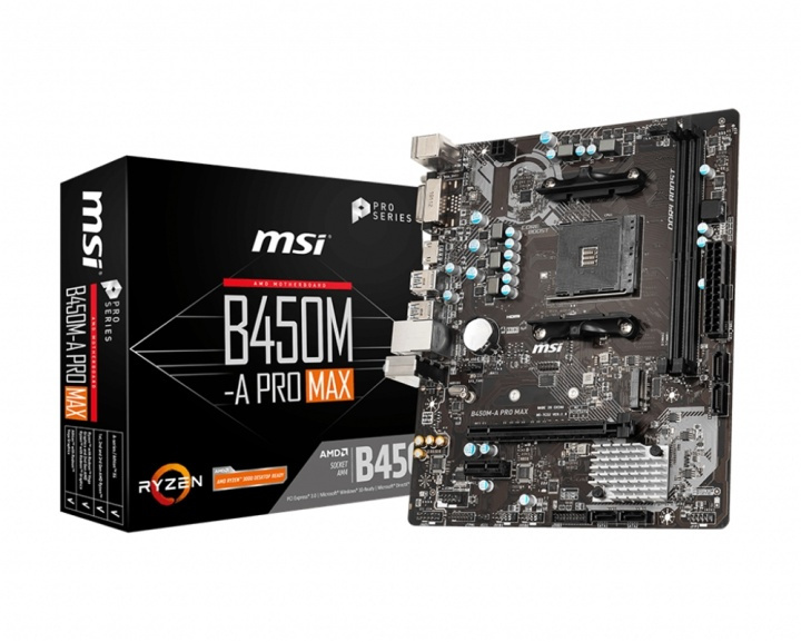 MSI B450M-A PRO MAX moderkort AMD B450 Uttag AM4 micro ATX in the group COMPUTERS & PERIPHERALS / Computer components / Motherboard at TP E-commerce Nordic AB (A15176)