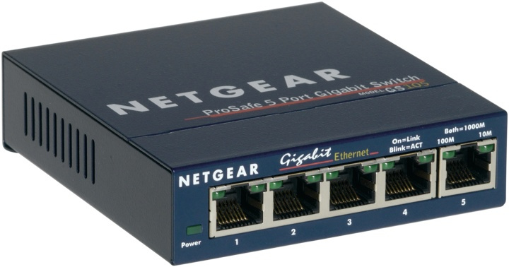 Netgear GS105 Ohanterad Gigabit Ethernet (10/100/1000) Blå in the group COMPUTERS & PERIPHERALS / Network / Switches at TP E-commerce Nordic AB (A15269)