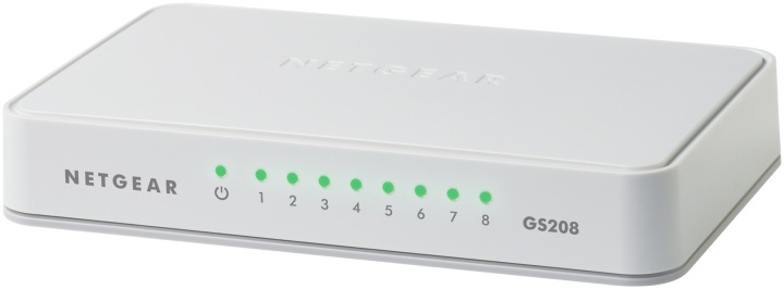 Netgear GS208 Gigabit Ethernet (10/100/1000) Vit in the group COMPUTERS & PERIPHERALS / Network / Switches at TP E-commerce Nordic AB (A15273)