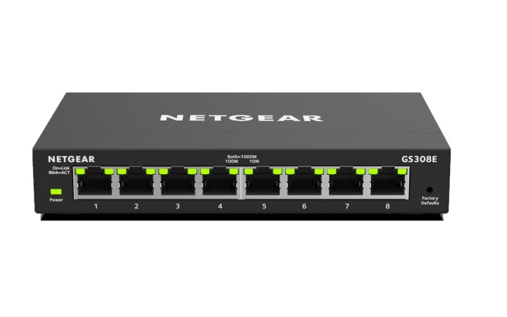 Netgear GS308E hanterad Gigabit Ethernet (10/100/1000) Svart in the group COMPUTERS & PERIPHERALS / Network / Switches / 10/100/1000Mbps at TP E-commerce Nordic AB (A15277)