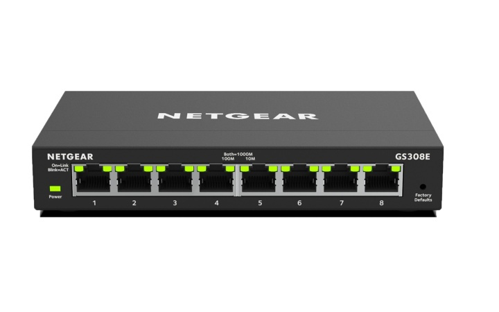 Netgear GS308E hanterad Gigabit Ethernet (10/100/1000) Svart in the group COMPUTERS & PERIPHERALS / Network / Switches at TP E-commerce Nordic AB (A15277)
