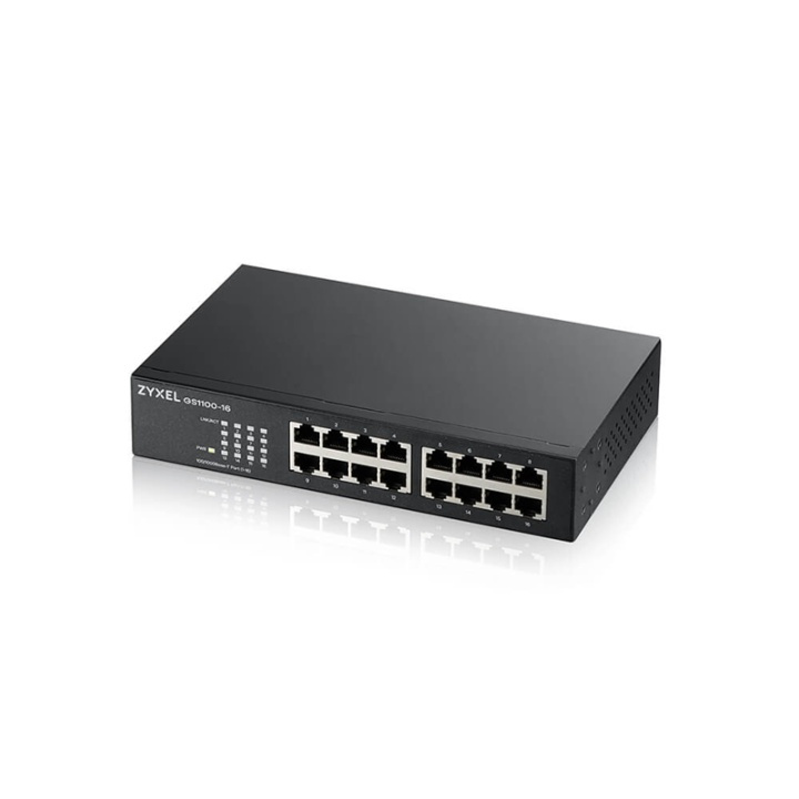Zyxel GS1100-16 Ohanterad Gigabit Ethernet (10/100/1000) Svart in the group COMPUTERS & PERIPHERALS / Network / Switches / 10/100/1000Mbps at TP E-commerce Nordic AB (A15294)