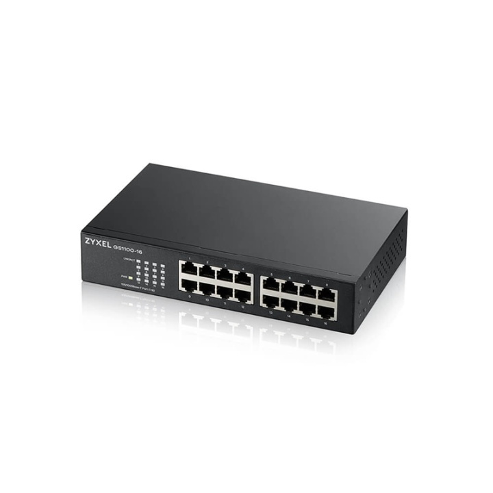 Zyxel GS1100-16 Ohanterad Gigabit Ethernet (10/100/1000) Svart in the group COMPUTERS & PERIPHERALS / Network / Switches at TP E-commerce Nordic AB (A15294)
