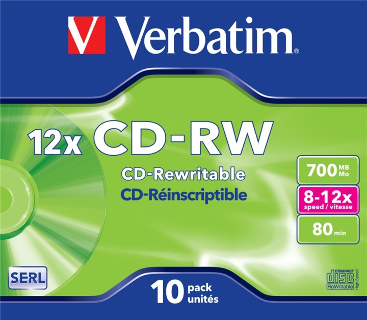 Verbatim CD-RW 12x 700 MB 10 styck in the group HOME ELECTRONICS / Storage media / CD/DVD/BD-Discs / CD-RW at TP E-commerce Nordic AB (A15420)