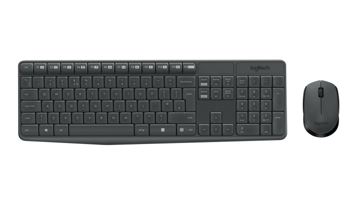 Logitech MK235 tangentbord RF Trådlös QWERTY Amerikanskt internationellt Grå in the group COMPUTERS & PERIPHERALS / Mice & Keyboards / Keyboards / Wireless at TP E-commerce Nordic AB (A15629)