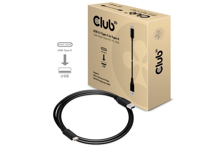 CLUB3D USB Type-C to Type-A Cable Male/Male 1Meter 60Watt in the group COMPUTERS & PERIPHERALS / Computer cables / USB / USB-C at TP E-commerce Nordic AB (A15946)