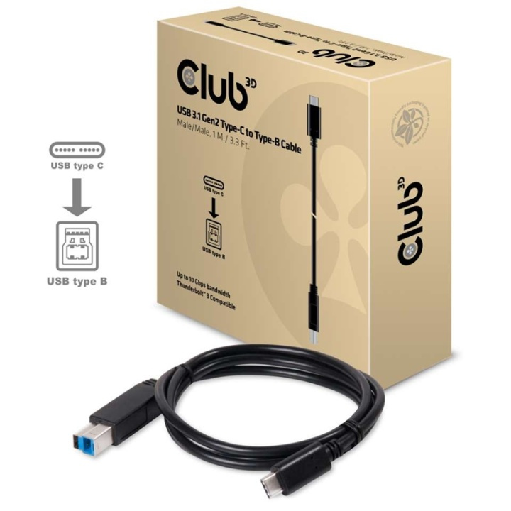 CLUB3D USB 3.1 Gen2 Type-C to Type-B Cable Male/Male, 1 M./ 3.3 Ft. in the group COMPUTERS & PERIPHERALS / Computer cables / USB / USB-C at TP E-commerce Nordic AB (A15947)