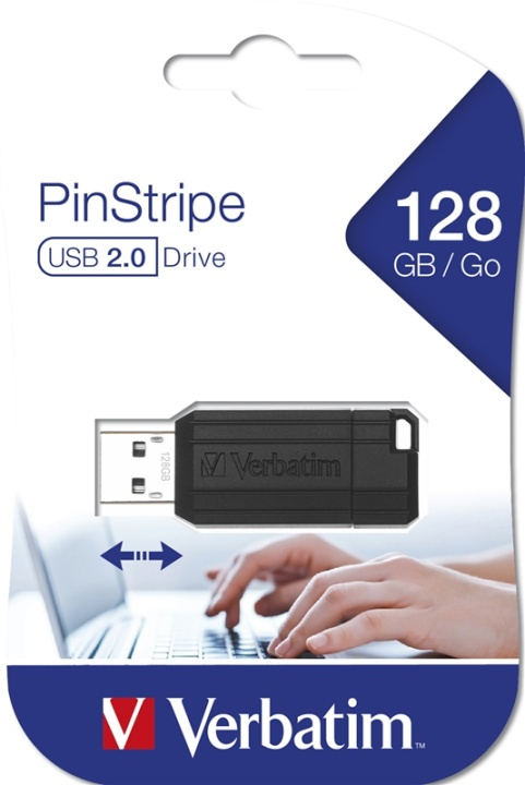 Verbatim PinStripe 128GB USB-sticka USB Type-A 2.0 Svart in the group HOME ELECTRONICS / Storage media / USB memory / USB 2.0 at TP E-commerce Nordic AB (A15964)