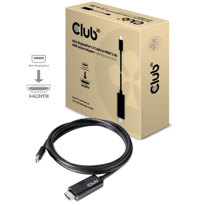 CLUB3D CAC-1182 videokabeladapter 2 m Mini DisplayPort HDMI Typ A (standard) Sva in the group COMPUTERS & PERIPHERALS / Computer cables / DisplayPort / Cables at TP E-commerce Nordic AB (A15983)