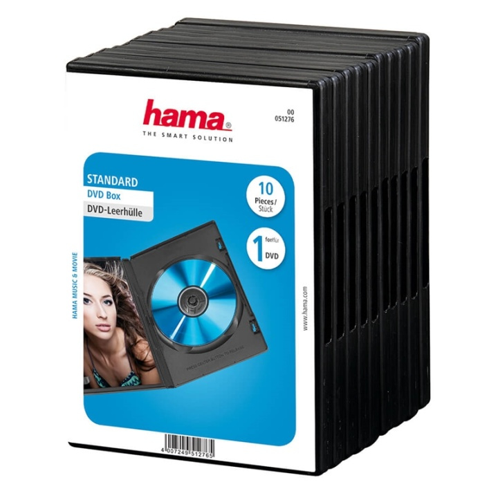HAMA DVD-Box Svart 10-pack in the group HOME ELECTRONICS / Storage media / CD/DVD/BD-Discs / CD/DVD storage at TP E-commerce Nordic AB (A16432)