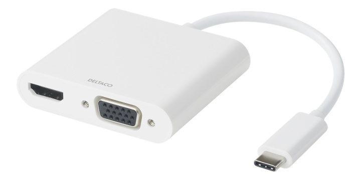 DELTACO USB-C docking station, HDMI/VGA/USB-C, 100W USB-C PD 3.0,white in the group COMPUTERS & PERIPHERALS / Laptops & accessories / Docking station at TP E-commerce Nordic AB (A16582)