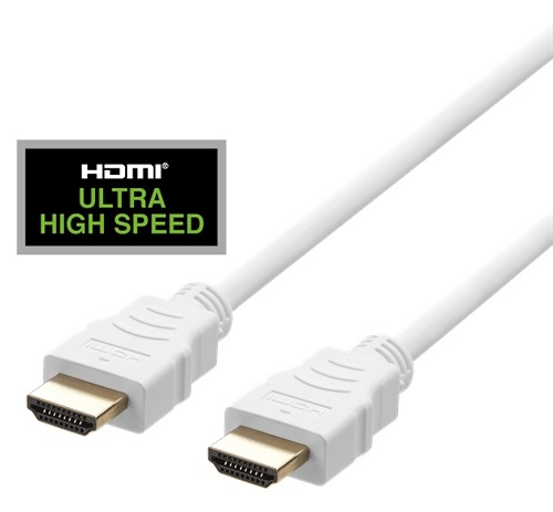 DELTACO ULTRA High Speed HDMI-kabel, 48Gbps, 2m, vit in the group HOME ELECTRONICS / Cables & Adapters / HDMI / Cables at TP E-commerce Nordic AB (A16687)