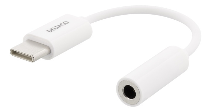 DELTACO USB-C to 3.5 mm female, 10 cm, retail package, passive, white in the group SMARTPHONE & TABLETS / Chargers & Cables / Adapters at TP E-commerce Nordic AB (A16689)