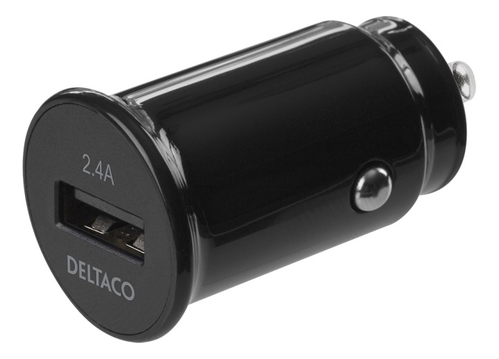 DELTACO 12/24 V USB car charger with compact size and 1x USB-A port, 2 in the group SMARTPHONE & TABLETS / Chargers & Cables / Car chargers / Car chargers USB at TP E-commerce Nordic AB (A16733)