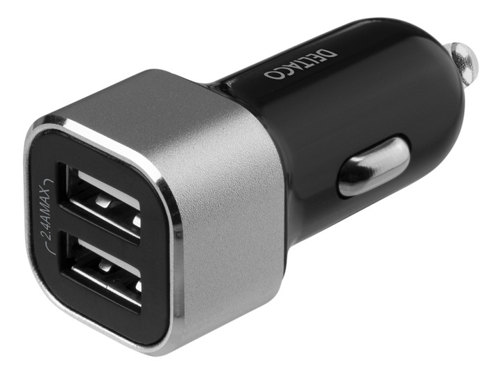 DELTACO USB car charger, 2x USB-A, 2,4 A, total 17 W in the group SMARTPHONE & TABLETS / Chargers & Cables / Car chargers / Car chargers USB at TP E-commerce Nordic AB (A16735)