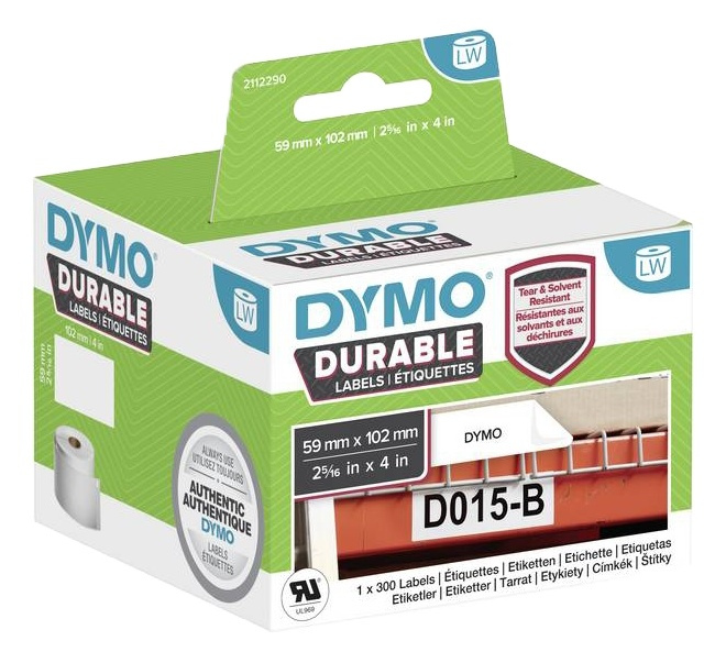 DYMO LabelWriter Durable 59mm x 102mm shipping label (white) 1 roll x in the group COMPUTERS & PERIPHERALS / Printers & Accessories / Printers / Label machines & Accessories / Labels at TP E-commerce Nordic AB (A16750)