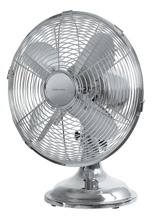 NORDIC HOME 30 cm metal table fan, chrome in the group HOME, HOUSEHOLD & GARDEN / Fans & Climate products / Table fans at TP E-commerce Nordic AB (A16776)