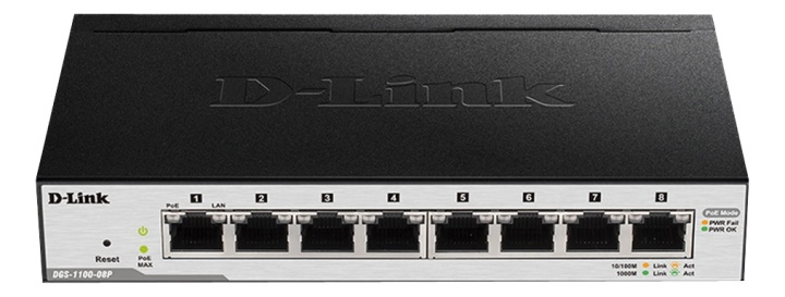 D-Link 8-Port PoE Gigabit Smart Managed Switch, Fanless Design in the group COMPUTERS & PERIPHERALS / Network / Switches at TP E-commerce Nordic AB (A17083)