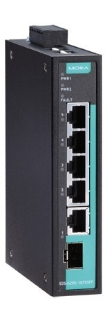 Moxa EDS-G205-1GTXSFP, 5-portars Gigabit switch, redundant ström, sv in the group COMPUTERS & PERIPHERALS / Network / Switches / 10/100/1000Mbps at TP E-commerce Nordic AB (A17090)