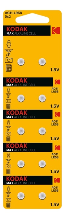 Kodak MAX AG11/LR58 alkaline battery (10 pack perforated) in the group HOME ELECTRONICS / Batteries & Chargers / Batteries / Button cell at TP E-commerce Nordic AB (A17145)
