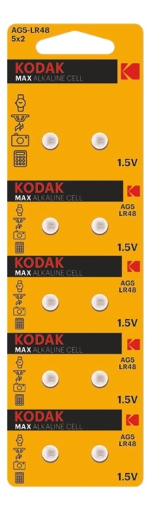 Kodak Kodak MAX AG5/LR48 alkaline battery (10 pack perforated) in the group HOME ELECTRONICS / Batteries & Chargers / Batteries / Button cell at TP E-commerce Nordic AB (A17150)