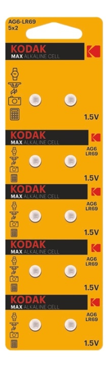 Kodak MAX AG6/LR69 alkaline battery (10 pack perforated) in the group HOME ELECTRONICS / Batteries & Chargers / Batteries / Button cell at TP E-commerce Nordic AB (A17151)