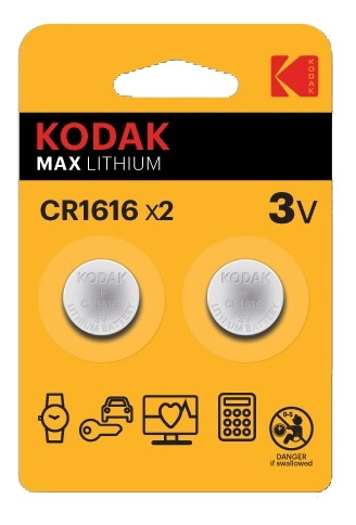 Kodak Kodak Max lithium CR1616 battery (2 pack) in the group HOME ELECTRONICS / Batteries & Chargers / Batteries / Button cell at TP E-commerce Nordic AB (A17163)