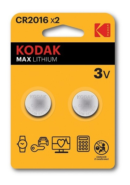 Kodak Kodak Max lithium CR2016 battery (2 pack) in the group HOME ELECTRONICS / Batteries & Chargers / Batteries / Button cell at TP E-commerce Nordic AB (A17166)