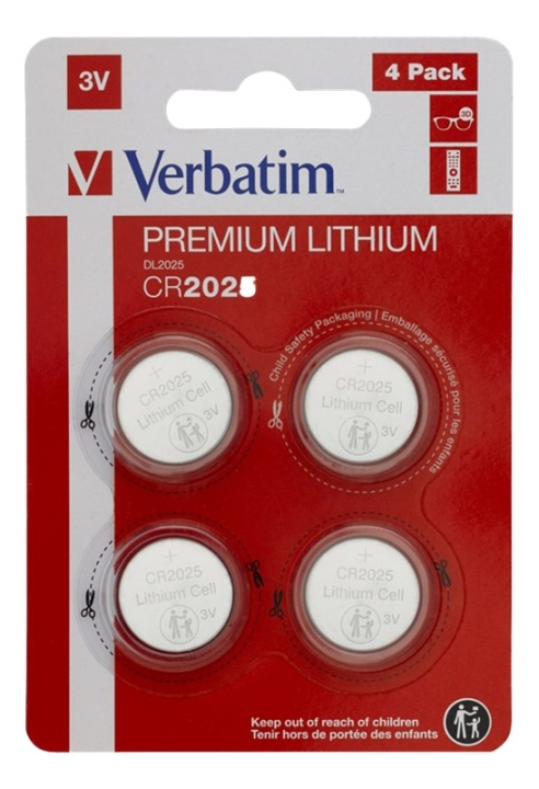 Verbatim LITHIUM BATTERY CR2025 3V 4 PACK in the group HOME ELECTRONICS / Batteries & Chargers / Batteries / Button cell at TP E-commerce Nordic AB (A17177)