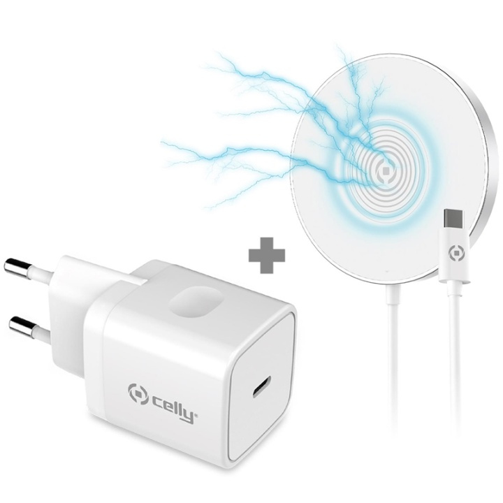 Celly MagChargeKit Magnetisk trådl l in the group SMARTPHONE & TABLETS / Chargers & Cables / Wireless Qi chargers at TP E-commerce Nordic AB (A17651)