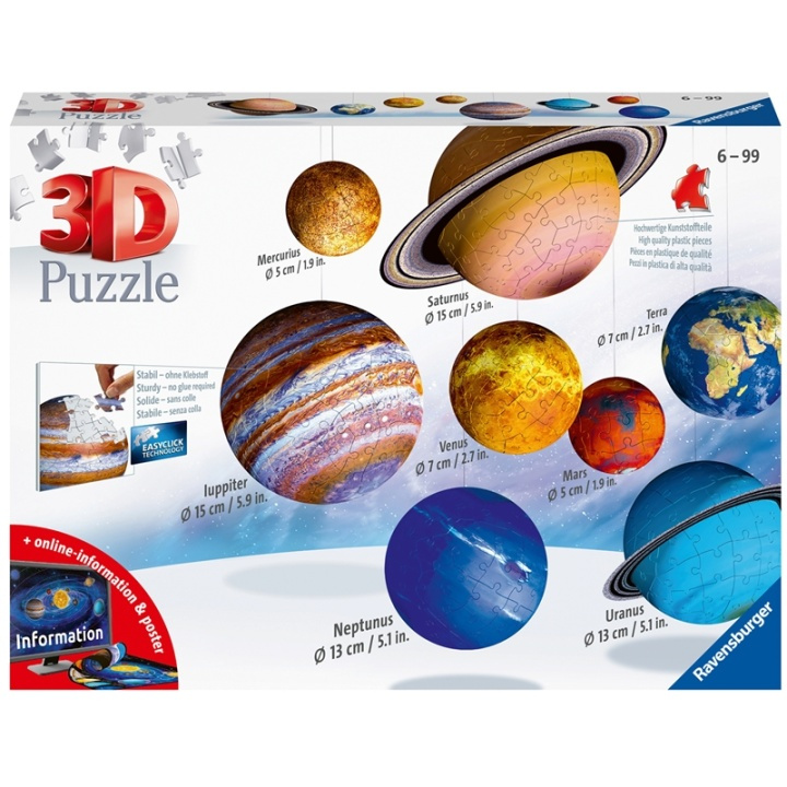 Ravensburger 3D Puzzle Solar System 27/54/7 in the group Sport, leisure & Hobby / Hobby / Puzzle at TP E-commerce Nordic AB (A17990)
