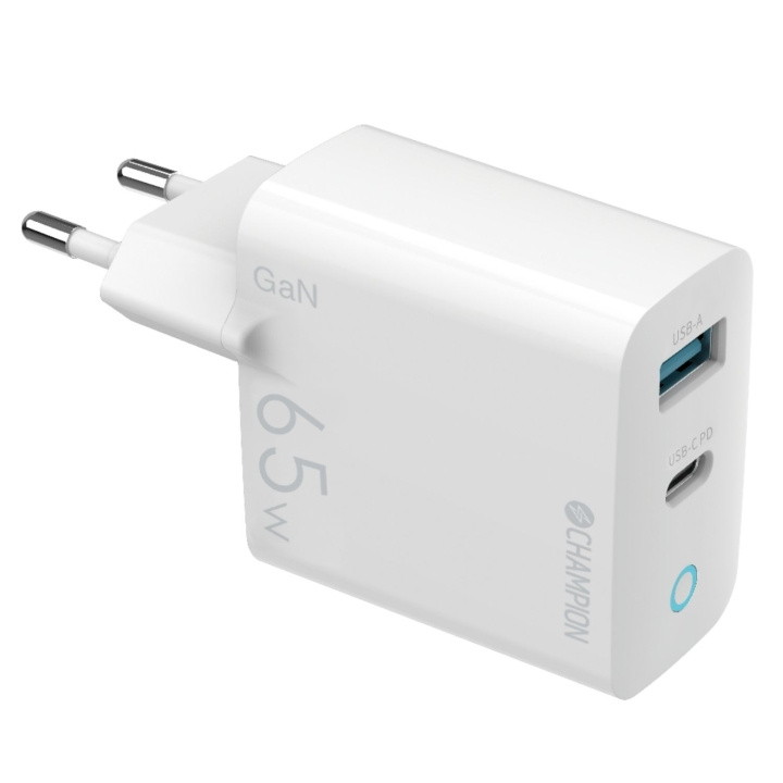 Champion 65 W GAN 2 port PD Charger in the group SMARTPHONE & TABLETS / Chargers & Cables / Wall charger / Wall charger USB at TP E-commerce Nordic AB (A18496)