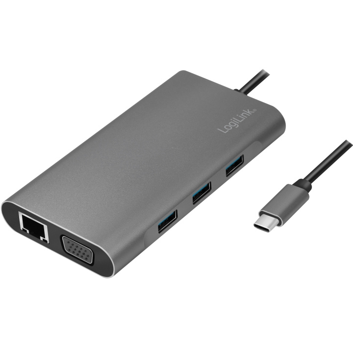 LogiLink USB-C-docka 10-i-1 HDMI/VGA/RJ in the group COMPUTERS & PERIPHERALS / Network / Network cards / USB at TP E-commerce Nordic AB (A19068)