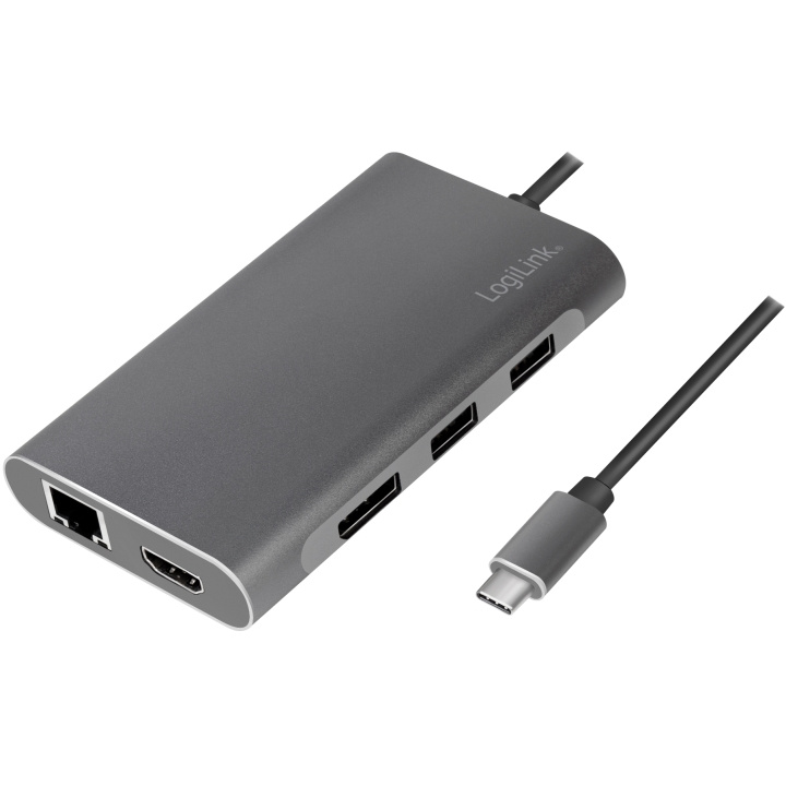 LogiLink USB-C-docka 8-i-1 HDMI/DP/RJ45 in the group COMPUTERS & PERIPHERALS / Network / Network cards / USB at TP E-commerce Nordic AB (A19069)