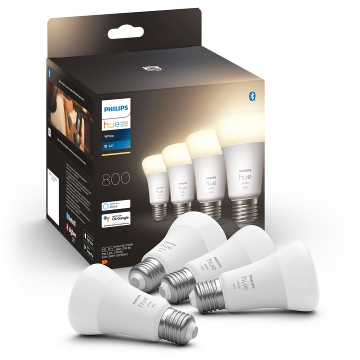 Philips Hue White E27 A60 800lm 4-pack in the group HOME, HOUSEHOLD & GARDEN / Smart home / Smart Lights at TP E-commerce Nordic AB (A19291)