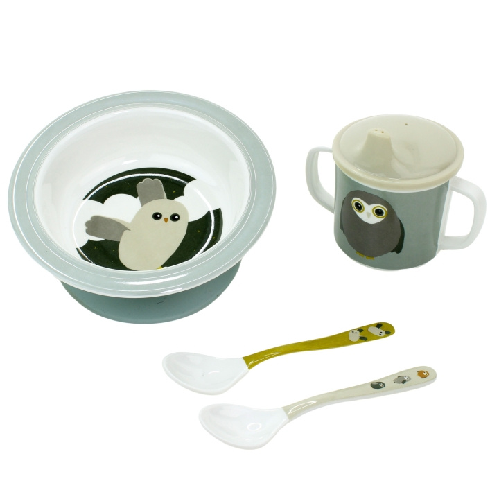 Rätt Start Owls Äta-paket 4-delar menthol in the group TOYS, KIDS & BABY PRODUCTS / Eat & Drink / Children\'s tableware at TP E-commerce Nordic AB (A19425)