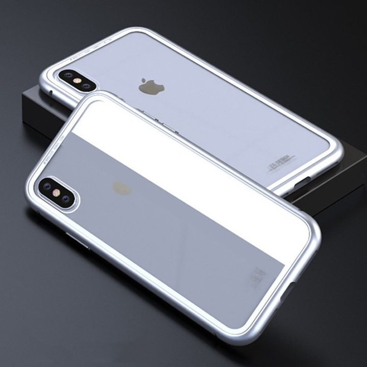 CAFELE iPhone X/XS Glass Case with Magnetic Lock for in Silver color in the group SMARTPHONE & TABLETS / Phone cases / Apple / iPhone X/XS at TP E-commerce Nordic AB (A20240)