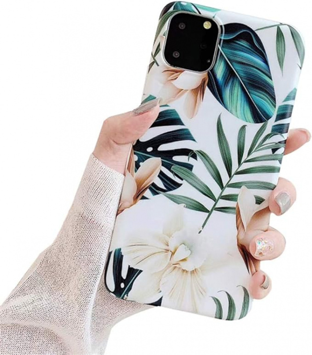 Case for iPhone 11 Pro Max with plants and holder, White/Green in the group SMARTPHONE & TABLETS / Phone cases / Apple / iPhone 11 Pro Max at TP E-commerce Nordic AB (A20645)