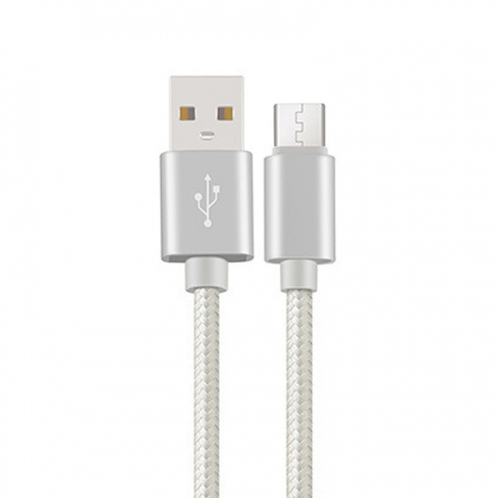 Short micro-usb to USB charger 20 cm, Silver in the group SMARTPHONE & TABLETS / Chargers & Cables / Cables / Cables microUSB at TP E-commerce Nordic AB (A20832)