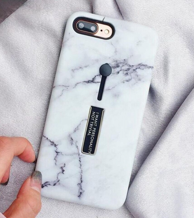 Fashion Case with Finger Holder - iPhone 12 Mini, White Marble in the group SMARTPHONE & TABLETS / Phone cases / Apple / iPhone 12 Mini / Cases at TP E-commerce Nordic AB (A20847)